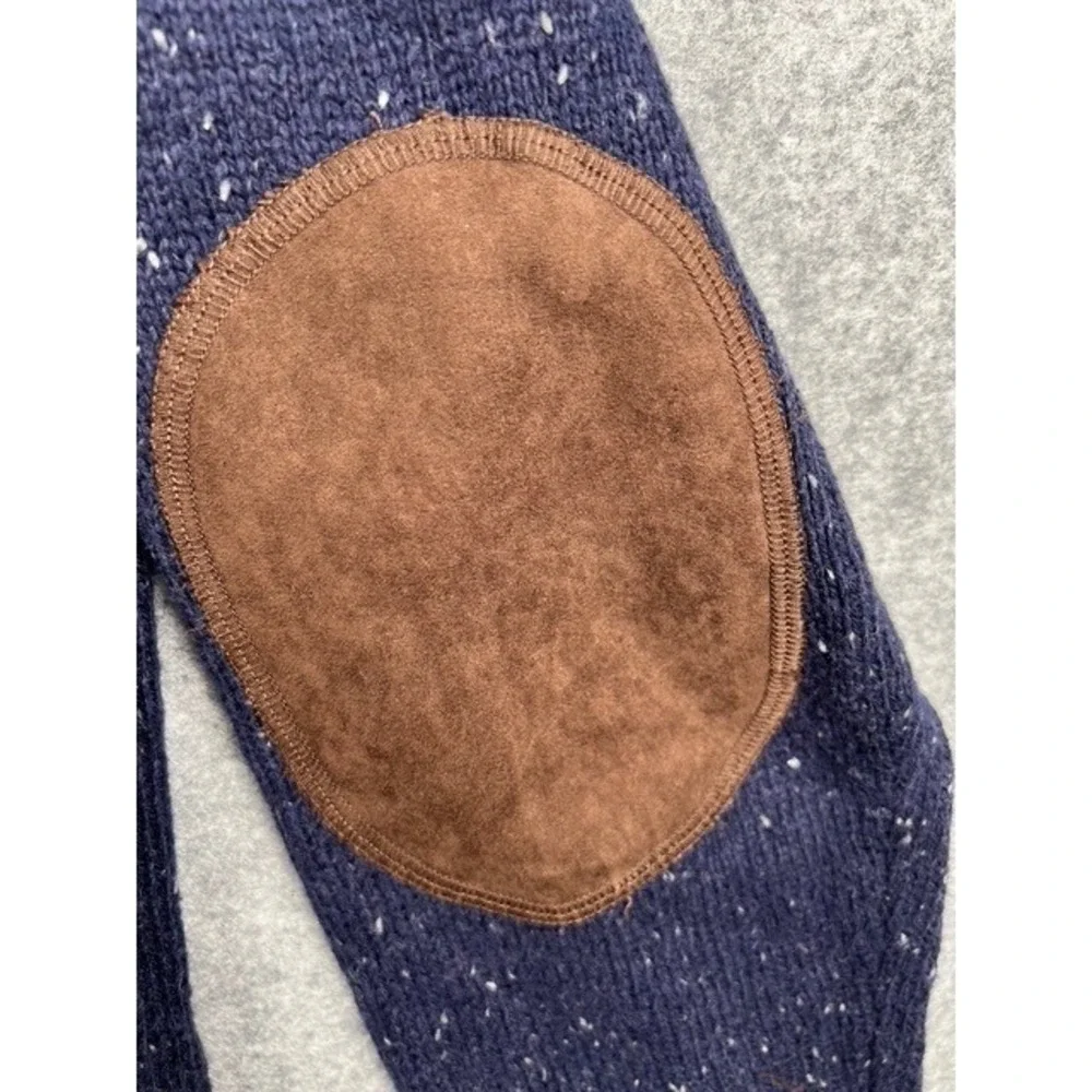 Perry Ellis Shawl Collar Cardigan Sweater Mens Large Blue Elbow Patch Button Up - Picture 3 of 6